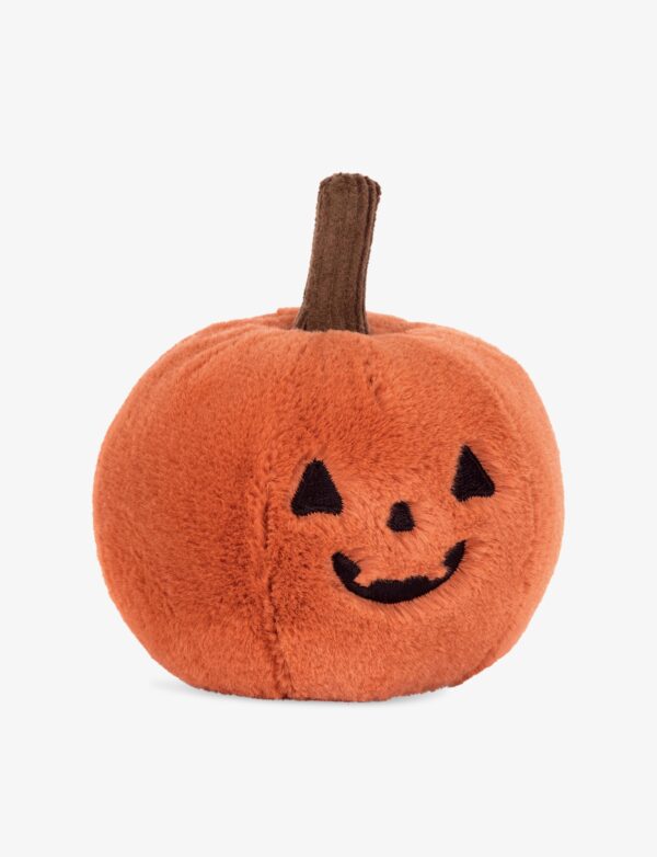 JCDB2630033-24_3-2 JELLYCAT Ooky Jack O Lantern 俯視角度,展示南瓜頂部蒂頭設計與絨毛質感