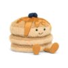 JCDB2630037-82_1-uni JELLYCAT Amuseables Fran Pancakes 煎餅絨毛娃娃正面,三層金黃煎餅造型搭配藍莓與糖漿細節