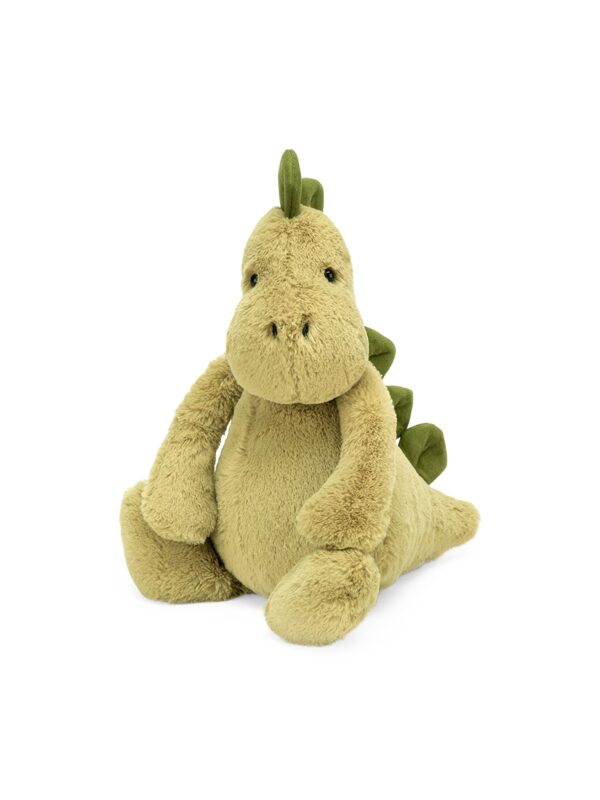 JCDB2630038-52_1-uni 英國 JELLYCAT Medium Bashful Dino 害羞恐龍中型絨毛娃娃正面,嫩綠色柔軟外層,憨萌羞澀表情,約31cm高