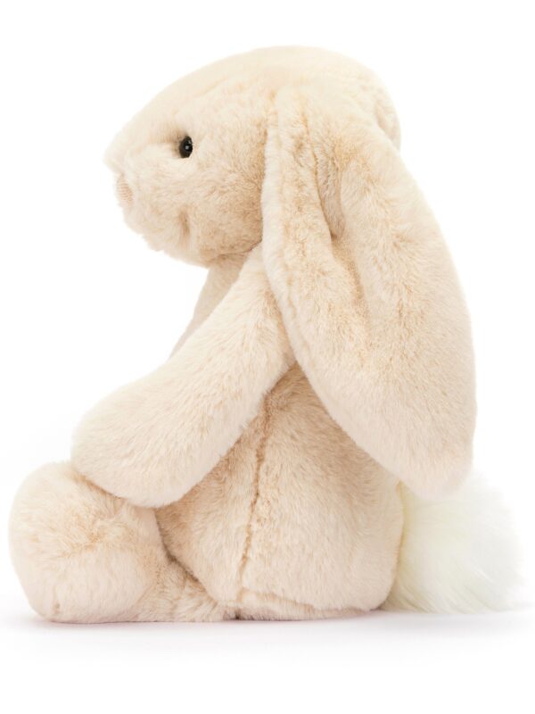 JELLYCAT 害羞兔側面展示,31cm 尺寸比例參考,柔軟絨毛質感呈現