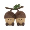 JCDB2630041-88_1-uni 英國 JELLYCAT Amuseables Ort & Tum 橡實雙胞胎絨毛娃娃正面,兩顆棕色橡實笑臉相依,尺寸約 18cm