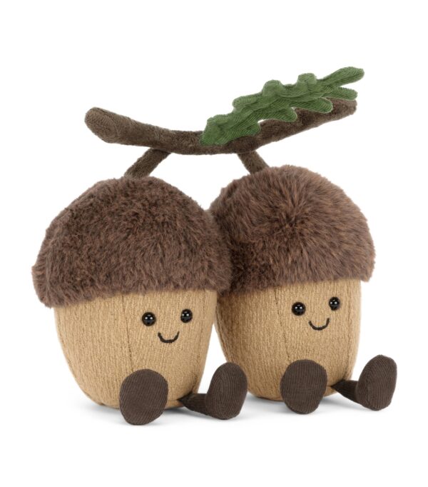 JCDB2630041-88_4 JELLYCAT Amuseables 橡實雙人組俯視角度,呈現整體圓潤造型與尺寸比例