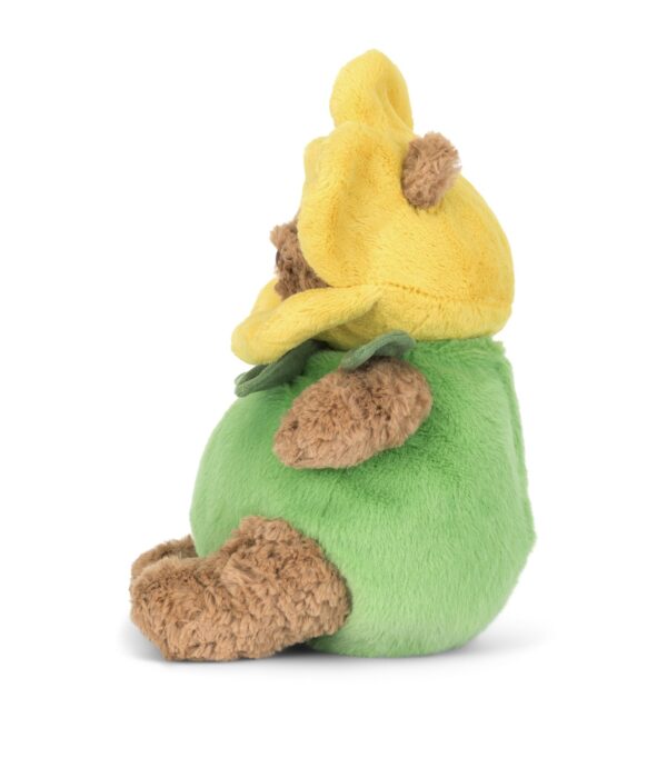 JCDB2630044-84_2 JELLYCAT Bartholomew Daffodil Bear 側面細節,展示花瓣帽造型與柔軟毛皮質感