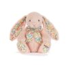 JCDB2630045-14_1-uni JELLYCAT × Liberty Mirabelle 粉色兔子毛絨娃娃正面,展示耷拉耳朵與 Liberty 碎花蝴蝶結滾邊細節