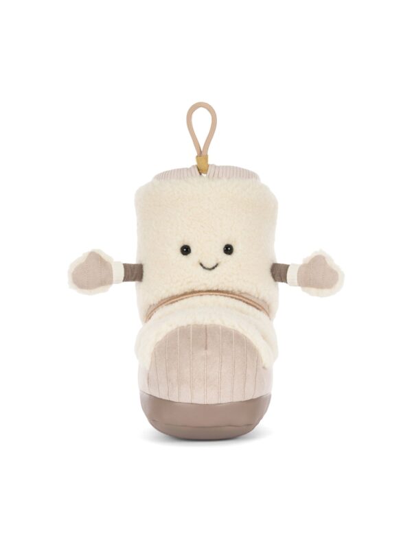 JCDB2630047-82_1-uni 英國 JELLYCAT Amuseables Perta 雪靴絨毛娃娃正面,暖褐色人造皮草外觀配俏皮縫製笑臉