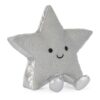 JCDB2630050-90_2 JELLYCAT Silver Star 銀色星星娃娃側面角度,展現金屬光澤針織質感與立體造型