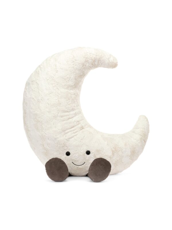 JCDB2640003-00_1-uni JELLYCAT Gigantic Amuseable Moon 120cm 巨型白色月亮絨毛娃娃正面全身照,展示奶白色絨毛與燈芯絨小靴子